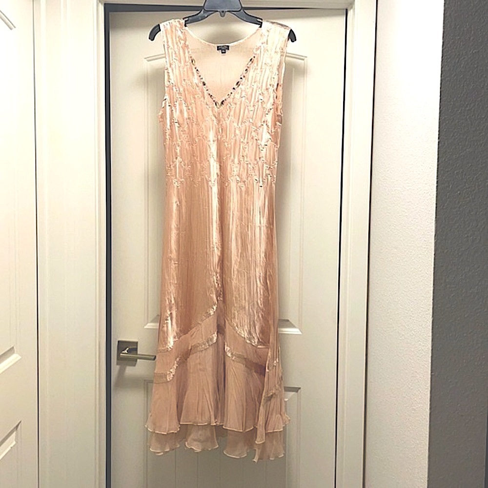 Komarov embellished v neck dress , size XL
